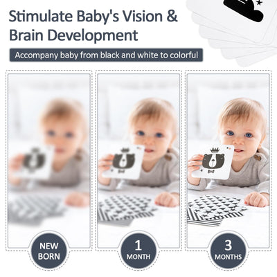 Joyreal Kinderwagen Spielzeug - Schwarz Weiss Spielzeug Stoffbuch, Kontrastbuch Baby, Kontrastkarten Baby, Sensorik Kontrast Spielzeug, Neugeborenen