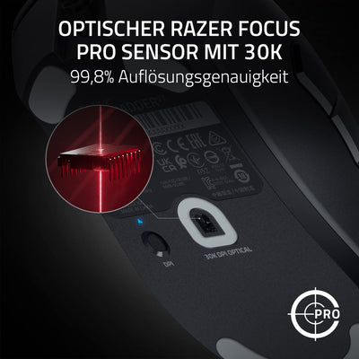 Razer DeathAdder V3 - Ergonomische Esports Maus (59g leichtes Design, Form, 30K optischer Sensor, optische Mausschalter Gen-3, 8000Hz HyperPolling Technologie, Speedflex Kabel) Schwarz