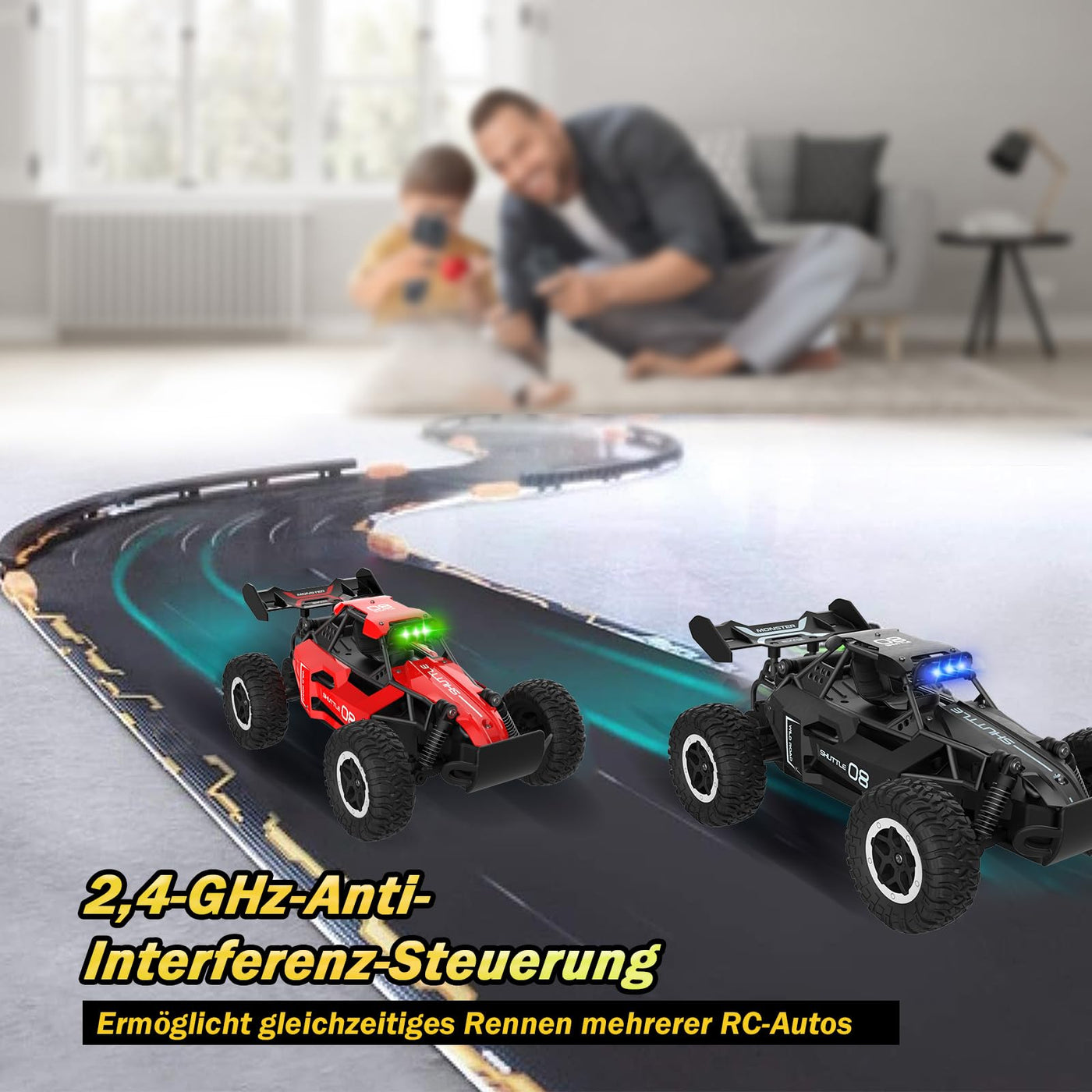 SZJJX Ferngesteuertes Auto ab 3 4 5 6 7 8+ Jahre Kinder,2.4Ghz RC Auto Spielzeug mit Alloy Gehäuse,LED Blinken,2WD 20KM/H Rennauto Ferngesteuert,RC Car Crawler Geschenk Mädchen Junge Kinder Rot