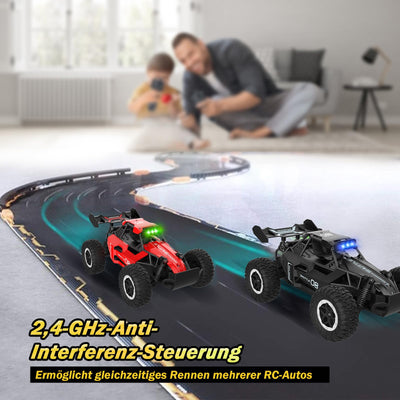 SZJJX Ferngesteuertes Auto ab 3 4 5 6 7 8+ Jahre Kinder,2.4Ghz RC Auto Spielzeug mit Alloy Gehäuse,LED Blinken,2WD 20KM/H Rennauto Ferngesteuert,RC Car Crawler Geschenk Mädchen Junge Kinder Rot