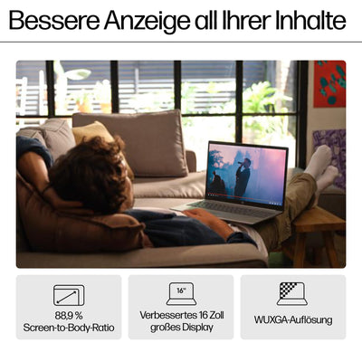 HP Pavilion Laptop PC | Intel Core Ultra 5 mit integrierter KI | 125U 16" WUXGA-Display | 16GB RAM | 1TB PCIe NVMe SSD | Intel Grafikkarte | QWERTZ mit Copilot Key | Windows 11 Home | Silber