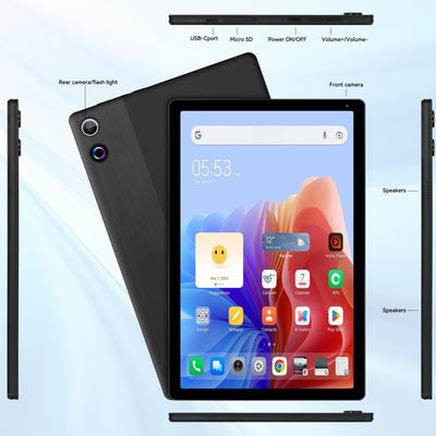 Ainmel Tablet 10 Zoll (2025), Android 14 Tablet 10.36 Zoll Octa-Core,1280x800 IPS,16GB RAM 128GB ROM 1TB TF, 5G WiFi 6, Bluetooth 5.0, 5000mAh, 5MP+8MP, Widevine L1,Schwarz