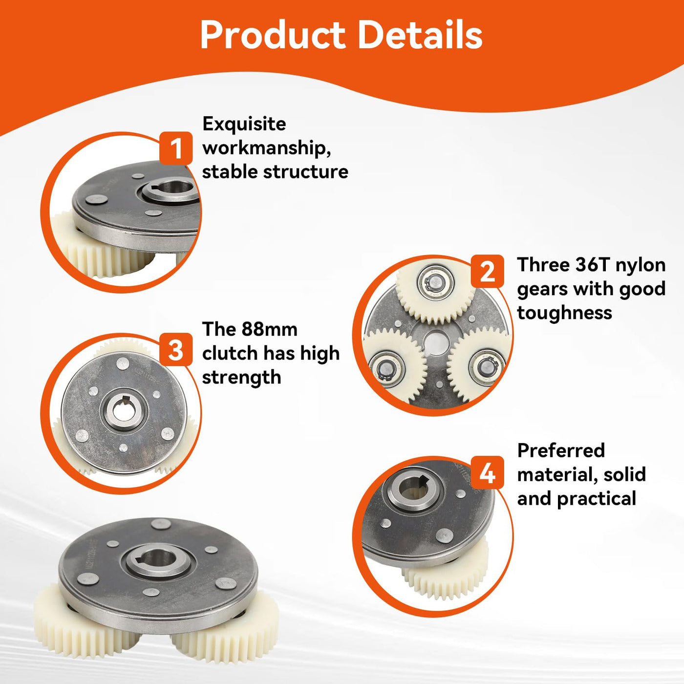 Jwthee Planetary Getriebe, Elektromotor Zahnradkupplung E Fahrrad Ersatzteile 36T Planetary Nylon Zahnrad für Elektrofahrrad 500W 750W