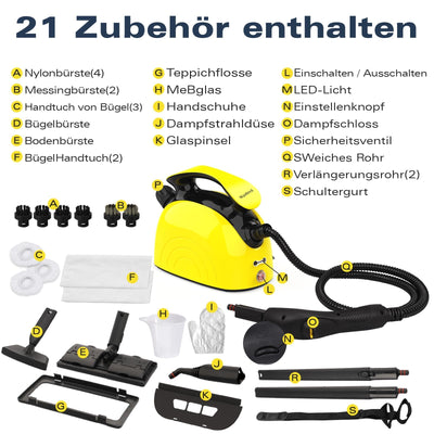 Waitbird Dampfreiniger, manueller Mehrzweck-Dampfreiniger mit Schultergurt zur Reinigung von Polsterböden, Sofas, Fenstern, Fliesen, Haushalten, Autos