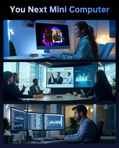 NiPoGi E1 Mini PC Ιntel Twin Lake N150(Aufgerüstet N100) Unterstützt W-11 Pro 16 GB RAM 1TB M.2 SSD, Mini-Desktop-Computer 4K@60HZ UHD Dual Display HDMI+DP 1.4/Dual Bande WiFi/BT4.2/RJ45/VESA