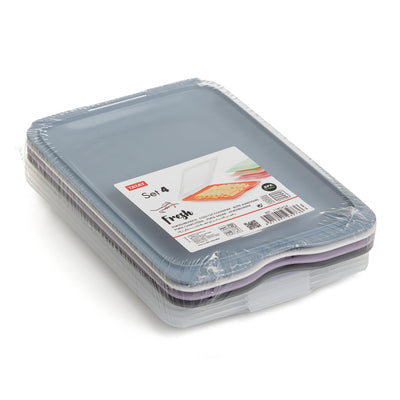 TATAY Set 4 Aufschnittbox stapelbar – Frischhaltedosen mit Deckel, BPA-frei, wiederverwendbar, Stapelbar, Spülmaschinen- und Mikrowellenfest, Farbe Pastel. Maße 17 x 3,2 x 25,2 cm