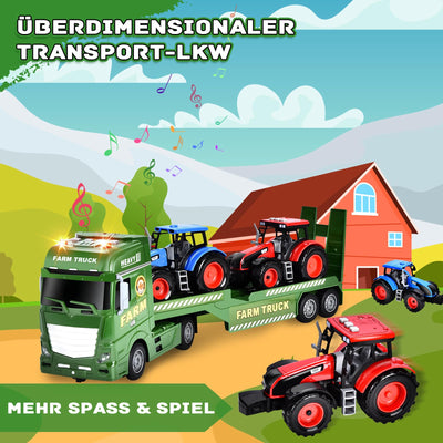 Herefun Bauernhof Lastwagen Spielzeug, Großer Bauernhof Traktor, Anhänger Spielzeug mit Traktor, Groß Transporter LKW, Geschenk für Kinder 3, 4, 5, 6+ Jahren