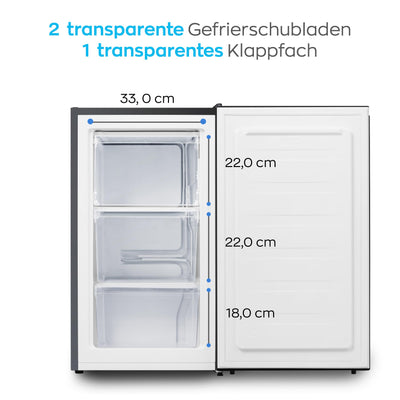 Heinrich´s Gefrierschrank 61Liter -18°C Freezer 3x Gefrierschublade, 7 Stufen Temperaturregler,Airflow, wechselbarer Türanschlag, schwarz