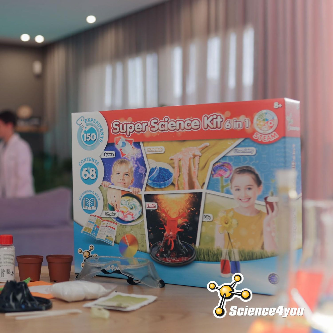 Science4you Super Experimentierkasten ab 8 Jahre - 150 Experimente für Kinder ab 8: Chemiebaukasten, Vulkan Experiment, Schleim Selber Machen, Pflanzen Kinder - Wissenschaft Lernspiele ab 8-12 Jahre