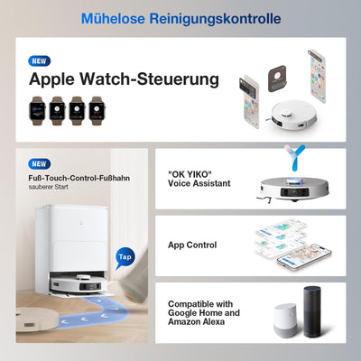 ECOVACS DEEBOT T30S Saugroboter mit Wischfunktion, 11000Pa Saugkraft, ZeroTangle Technologie, Adaptive TruEdge™ Kantenreinigung, Heißwasser-Mopp-Waschen, Selbstentleerung, Auto-Anheben des Mopps