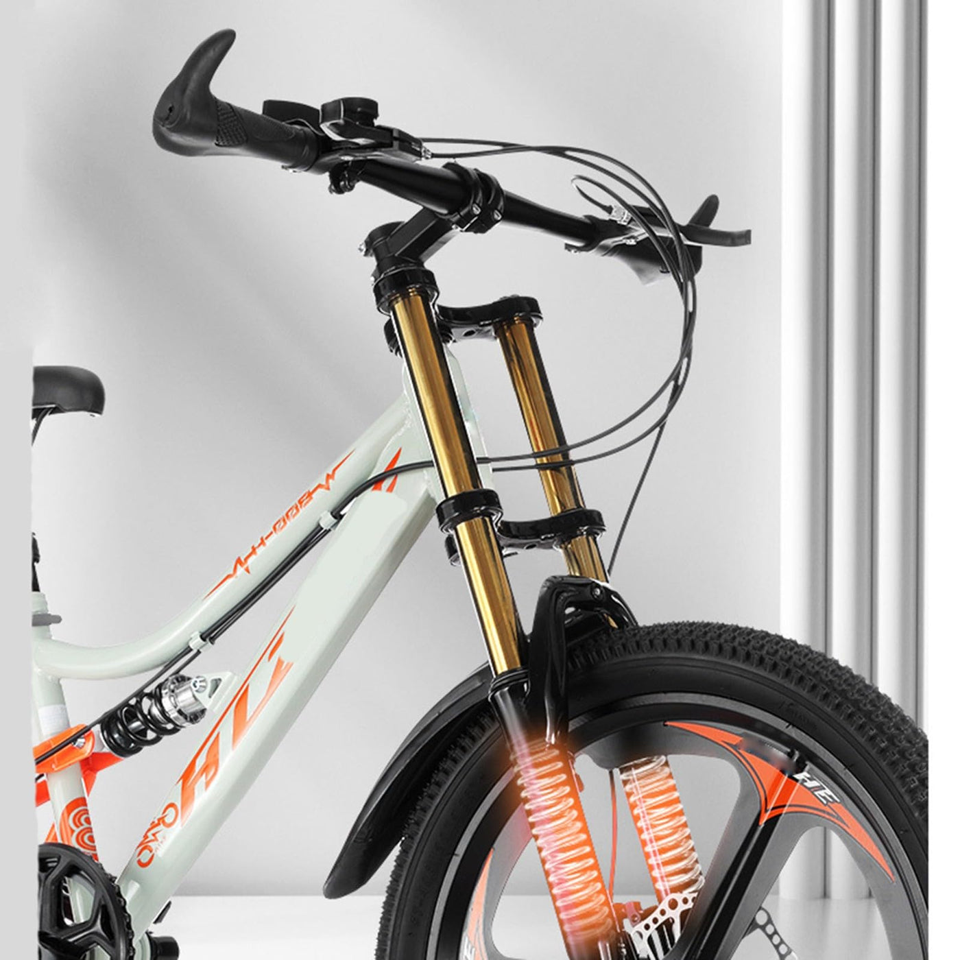 Mountainbike 24 Zoll Integriertes Rad 6 Gang Doppelscheibenbremse Doppelte Stoßdämpfung Geeignet für Kinder und Jugendliche A,22 inch