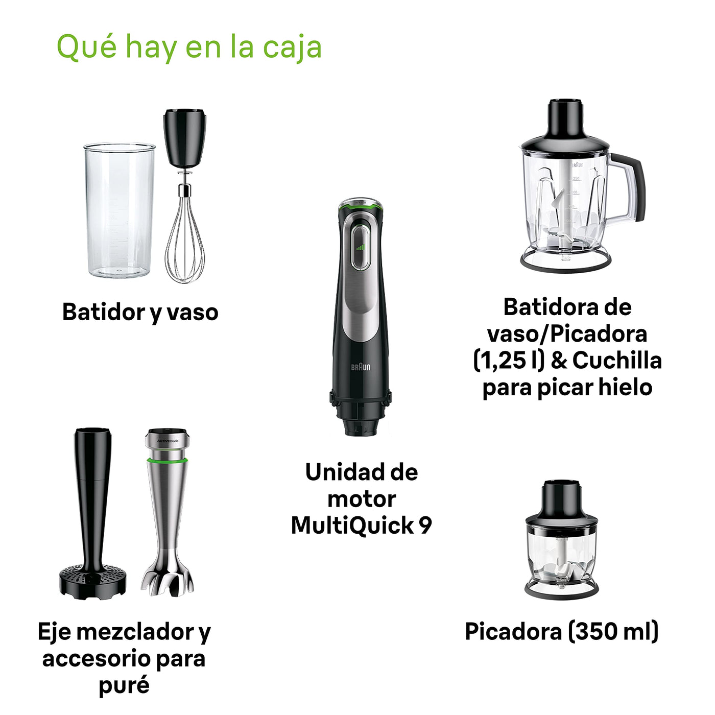Braun MultiQuick 9 MQ 9147X Stabmixer – Pürierstab mit Active PowerDrive Technologie und 5 Zubehörteilen zum Zerkleinern,Stampfen, Rühren, Mixen und Eis-Crushen, 1200 Watt, schwarz/Edelstahl
