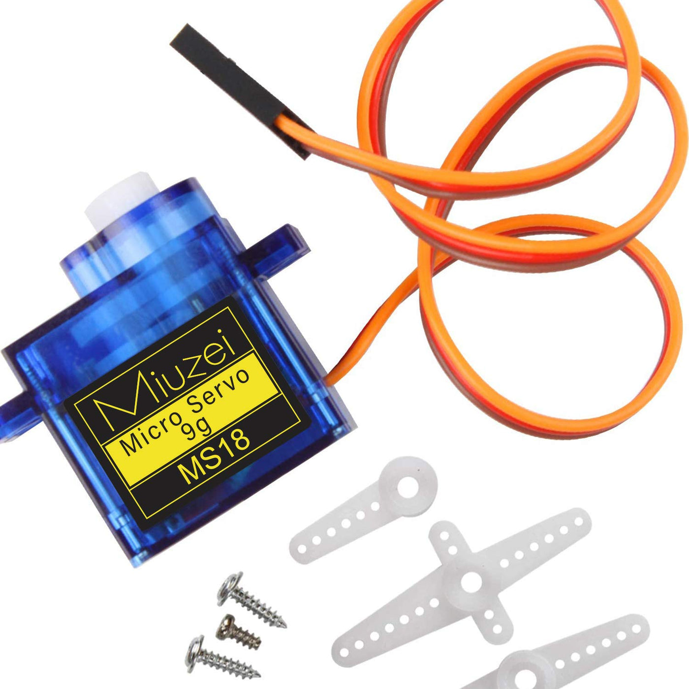 Miuzei 9G Micro Servo Motor für RC Robot Arm/Hand/Gehen Hubschrauber Boot Flugzeug Helikopter Auto Fahrzeugmodelle Steuerung mit Kabel, Mini Modellbau für Arduino (10 *Blau)