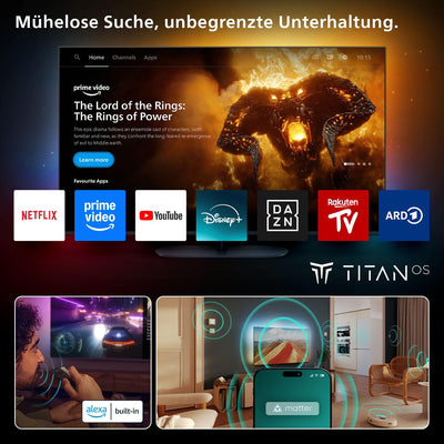 Philips Ambilight 'The One' 50PUS9000 4K QLED Smart TV - 50 Zoll Display mit P5 Perfect Picture Engine Ultra HD, Titan OS, Dolby Vision und Dolby Atmos Sound