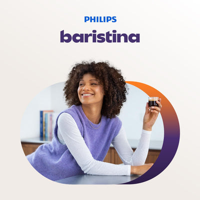 Philips Baristina Espressomaschine - Real Espresso, made simple. Kompakte Kaffeemaschine, Naturweiß mit Eschenholz-Siebträger, 16-bar-Pumpendruck, automatisches Mahlwerk, Cafe Crema (BAR302/20)