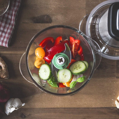 GASTROBACK 40961 Design Mini Chopper Plus, Multi-Zerkleinerer, 3 Edelstahl-Sichelmesser, 400 Watt, 1,2 Liter Glasbehälter, steel, edelstahldesign