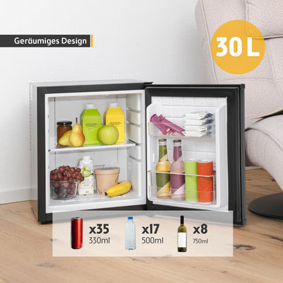 TZS First Austria lautloser Minikühlschrank | Getränkekühlschrank | Wechselbarer Türanschlag | LED-Beleuchtung | ohne Gefrierfach | 30L