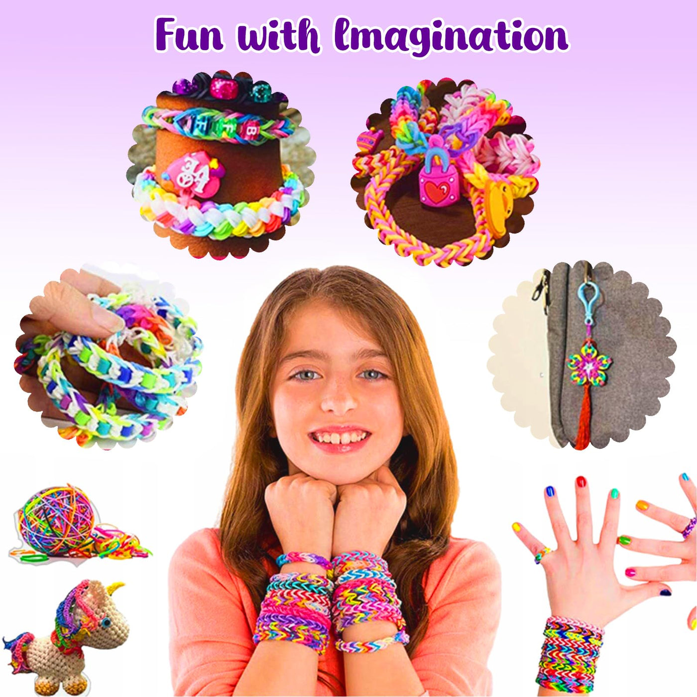 2500+ Bänder Set, 40 Fächer Loops Gummis für DIY Armbänder, Loop Armbänder Set Kinder mit Perlen, Charms, Haken, Aufbewahrungsbox – Bastel Set Geschenk für Jungen & Mädchen, Gummi für Armbänder