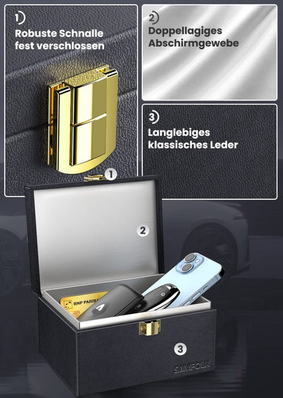 Samfolk Keyless Go Schutz Autoschlüssel Box, Faraday Box und Bags 2 Stück, Keyless Go Schutz Autoschlüssel Signal Blocker Box, Rfid Anti-Diebstahl Keyless Go