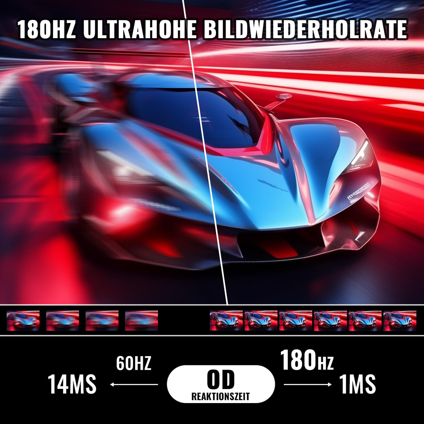 Minifire Gaming Monitor 24 Zoll, 180 Hz, 1ms, AMD FreeSync, Full HD(1920 x 1080), Rahmenlos Bildschirm, Einstellbar, 300Nits, sRGB 110%, HDMI 1.4&DP 1.2-(MFG24F4L HDMI-Kabel im Lieferumfang enthalten