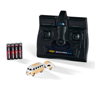 Carson 500504164 1:87 VW T1 Samba Bus mit Wohnwagen 2.4GHz 100% - Fahrfertiges Modell, RC Auto, H0 Auto,RC Modell,Diorama Fahrzeug