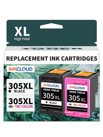 INKCLOUD 305XL Druckerpatronen Kompatibel für HP 305 Druckerpatronen für DeskJet 2700 2710 2720 DeskJet Plus 4110 4120 Envy 6010 6020 Envy Pro 6400 6420 (1 Schwarz und 1 Farbe)