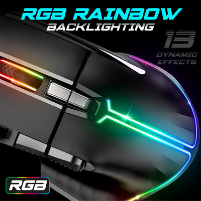 SPIRIT OF GAMER | Gaming Maus PC mit 12800 DPI | RGB Maus mit 8 Programmierbaren Tasten darunter 1 Rapid Fire | 13 Hintergrundbeleuchtungseffekte | Ergonomische Gaming Mouse mit Daumenauflage