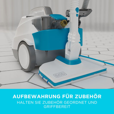 BLACK+DECKER 2300W Druck-Dampfreiniger Steam Ultra (mit 4 Bar Dampfdruck, beseitigt 99Prozent aller Haushaltkeime, abnehmbarer Tank und geringe Aufheizphase, inklusiv 14-tlg; zubehör) BHSMP2314