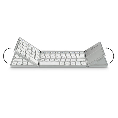 MediaRange kompakte Funk-Tastatur mit 63 Tasten und Touchpad, QWERTZ (DE/AT/CH) Tastaturbelegung, silber