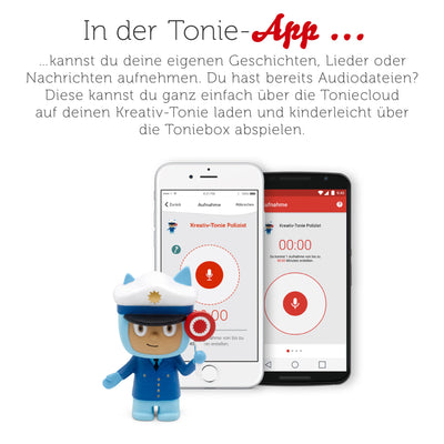 tonies Hörfigur für Toniebox, Kreativ Polizist, zum Selbstbespielen, 90 Minuten Speicher für eigene Aufnahmen, Musik oder Gute-Nacht-Geschichten, geeignet für Kinder ab 3 Jahren