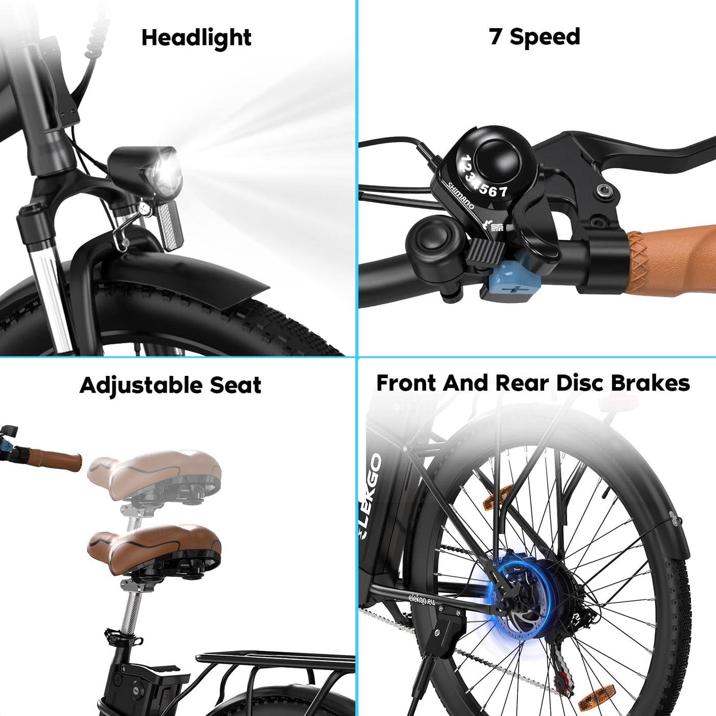 ELEKGO 28 Zoll E-Bike Elektrofahrrad, 7-Gang-Getriebe, 36V Abnehmbarer Akku, City Bike mit Geschwindikeit bis 25km/h，LCD-Display，Ausgestattet mit stoßdämpfenden Gabeln