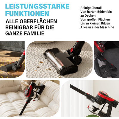 Stanew Akku Staubsauger, 4 in 1 Staubsauger Kabellos, 150W Leichter Handstaubsauger, 22,2V Akkusauger, 40Min Laufzeit, 800ml Vacuum Cleaner, Akkusauger für Teppich, Tierhaare, Auto