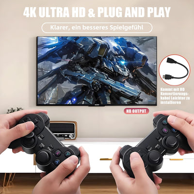 XIXIMENG X2 Plus Retro Konsole Spielkonsole Game Stick 4K,50000+ Spiele 40+ Emulator,Plug and Play Videospielkonsole Retro mit Wireless Controller,Tragbare Spielkonsole,Geschenk für Erwachsene (128G)