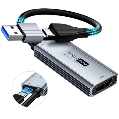 XIIXMASK USB 3.0 Video Capture Card with 100W PD - HDMI to USB/USB-C Capture Card 1440P 30fps & 1080P 60fps Video Capture Device for Streaming, Game Recording, Compatible for Quest 3, Switch, PS4/PS5