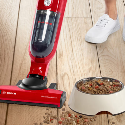 BOSCH BBH3ZOO28 Flexxo Zoo'o 2in1 Akku- und Multifunktions-Besensauger - 2 Geschwindigkeiten - 28 V - 55 Min. Laufzeit - Rot
