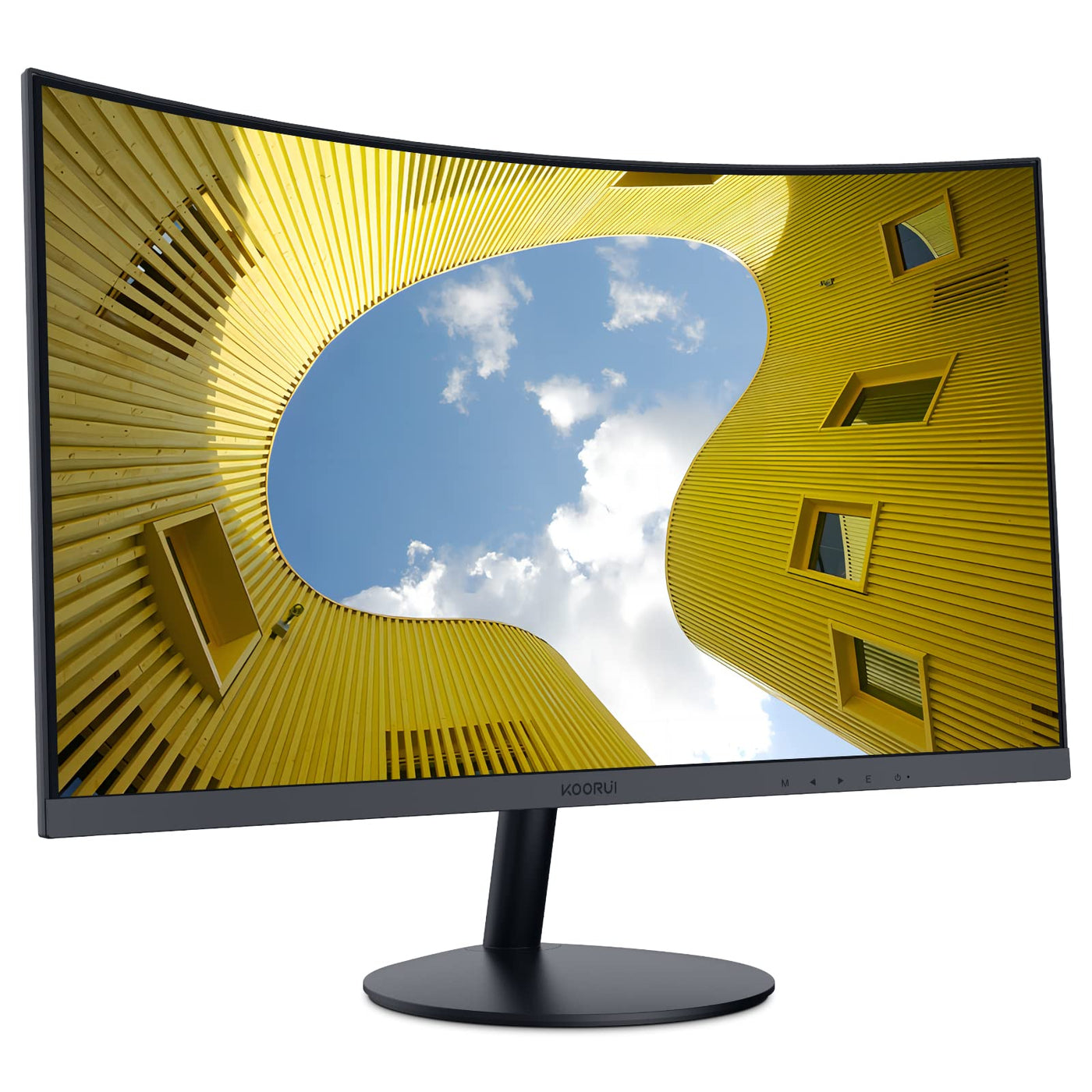KOORUI Curved Monitor - 27 Zoll FHD Curved Computer Monitor, VA-Panel, 75Hz, Krümmung 1800R, Neigungsverstellung, Augenpflege, HDMI, VGA Gaming Monitor, Schwarz