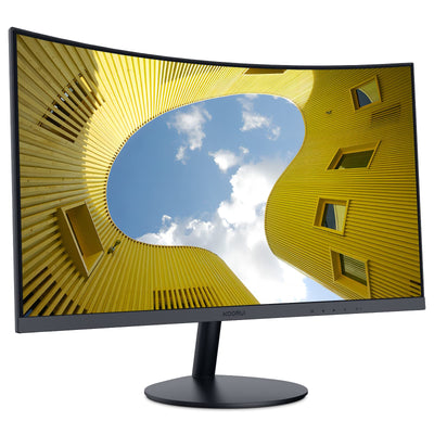 KOORUI Curved Monitor - 27 Zoll FHD Curved Computer Monitor, VA-Panel, 75Hz, Krümmung 1800R, Neigungsverstellung, Augenpflege, HDMI, VGA Gaming Monitor, Schwarz