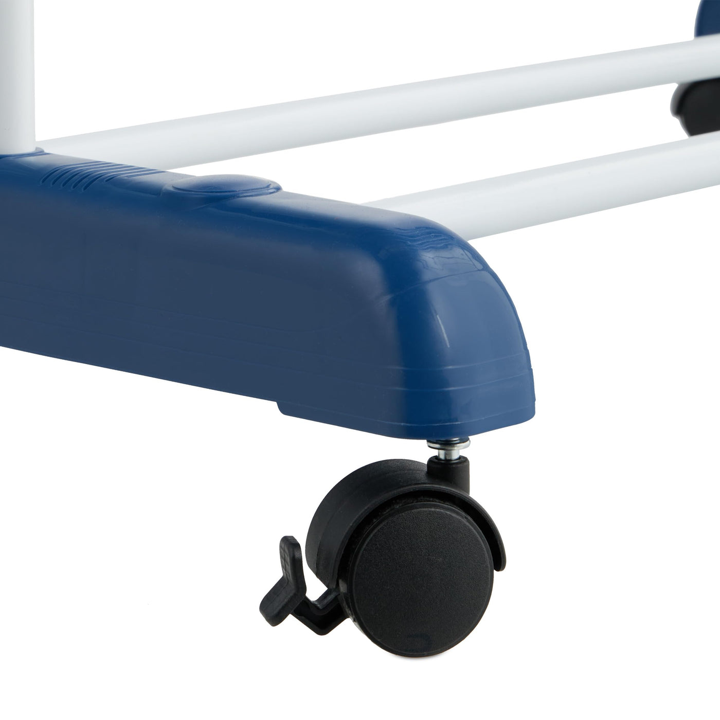 Relaxdays Wäscheständer, ausklappbare Flügel, HBT: 179 x 126 x 63,5 cm, Metall, rollbarer Turmwäscheständer, weiß/blau