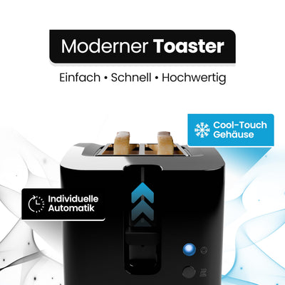 Clatronic® Toaster 2 Toastschlitze | Toaster mit Brötchenaufsatz | Toaster 2 Scheiben mit Liftfunktion | Toster mit Auftau- und Aufwärm-Funktion | für Brötchen und Toast | TA 3801 schwarz