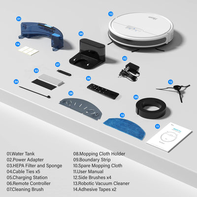 Tikom Saugroboter mit Wischfunktion 2 in 1, G8000 Pro Staubsauger Roboter, 4500Pa Starke Saugkraft Roboterstaubsauger, Selbstaufladend, WLAN, 150Mins Max, Ideal für Tierhaare, Teppich, Hartboden