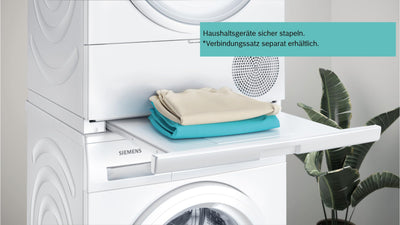 Siemens WQ45H2BECO, iQ500, Smarter Wärmepumpentrockner 9 kg, Selbstreinigender Kondensator, autoDry, speedPack, Reversierende Trommel, Nachlegefunktion, halbe Beladung, Trommelinnenbeleuchtung, Weiß