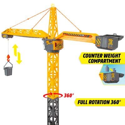 Dickie Toys - RC Titan Crane (150 cm) - Ferngesteuerter Spielzeug-Kran mit 360°-Drehung und interaktivem Zubehör, Spielkran mit Fernbedienung und Licht für Kinder ab 3 Jahre, inkl. Batterien