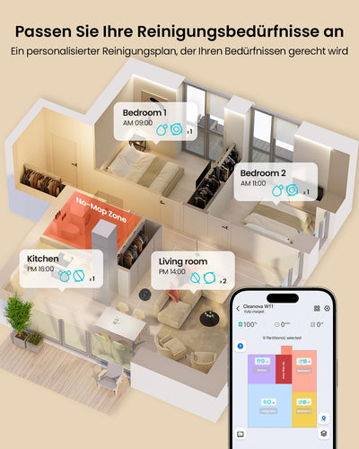 W11 Saugroboter mit Wischfunktion, Saugroboter mit LiDAR Navigation, Staubsauger Roboter mit 5000Pa Starke Saugkraft, Roboterstaubsauger mit Lang Laufzeit, 2L Wischroboter mit WIFI, ideal für Teppich