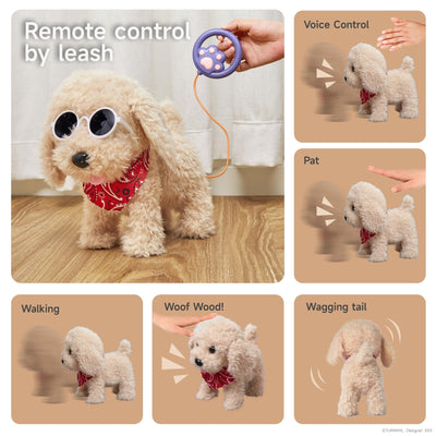 TUMAMA Interaktives Hund Spielzeug Kinder, Laufender Hund mit Fernbedienung Leine der Läuft und Bellt, Spielhund Kinderspielzeug ab 3 4 5 6 Jahre, Kuscheltier Hunde - Gehen, Bellen, Schwanz Wedeln