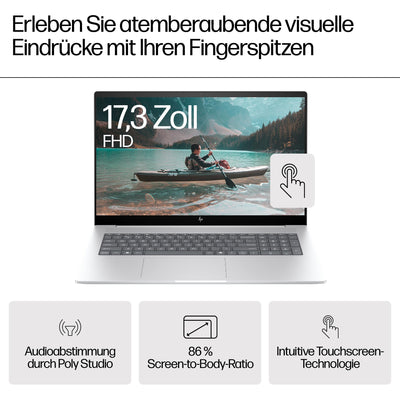 HP Envy Laptop | 17,3" FHD Touchscreen | Intel Core Ultra 7 155H | 16 GB DDR4 RAM (2X 8 GB) | 1 TB SSD | Intel Arc Graphics | Windows 11 Home | Copilot+ Key | QWERTZ Tastatur | Silber