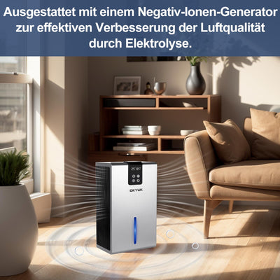 Luftentfeuchter Elektrisch 2700ml, Luftentfeuchter für Zuhause mit automatischer Abschaltung, 7-Farben-LED-Licht, ideal für Wohnmobil, Badezimmer, Schlafzimmer,Keller (Grau)