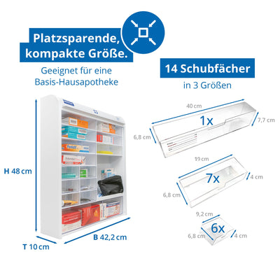 Weinberger Medizinschrank I Apotheker- und Medikamenten-Schrank I Tabletten-Aufbewahrung I Hausapotheke I Arznei- & Erste-Hilfe-Schrank I Kindersicherung I Jalousie I viele Fächer I Weiß