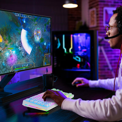 TECURS Mechanische Tastatur - Gaming Tastatur Kabellos Programmierbare 80% TKL QWERTZ mit Rote Schalter, RGB-Beleuchtung, Multimedia-Tasten, Mechanical Keyboard für PC/PS4/PS5, Weiß