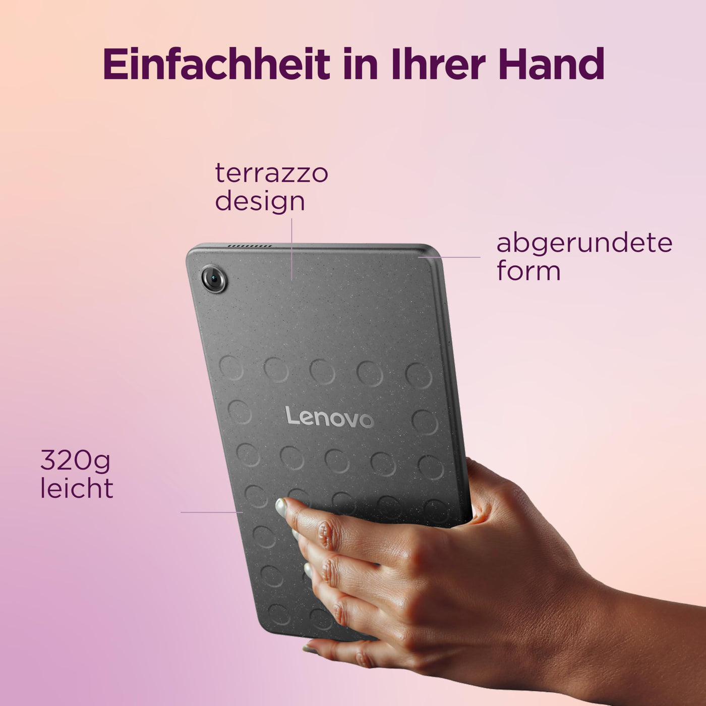 Lenovo Tab One Tablet | 8.7" 1340 x 800 LCD Display | MediaTek Helio G85 | 4GB RAM | 64GB Speicher | Android 14 | Luna Grey | inkl. Folio Case