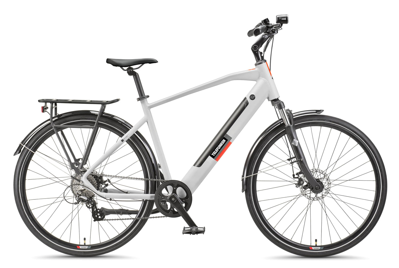TELEFUNKEN E-Bike 28 Zoll Fahrrad für Herren XT490 | Trekking Pedelec mit 8-Gang Kettenschaltung & Scheibenbremsen | Elektrofahrrad mit 250 W Heckmotor & integriertem 417,6 Wh Li-Ion-Akku | Kreide